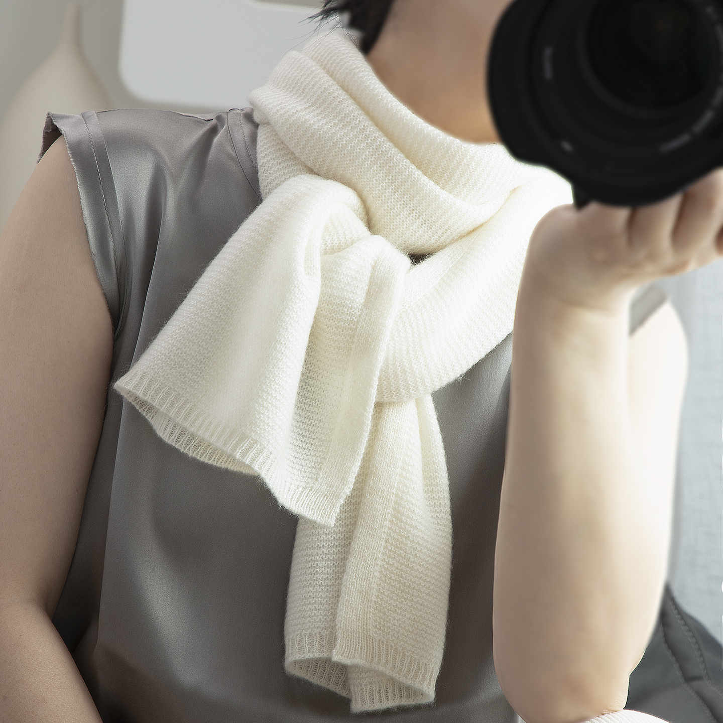 owool新品阿尔巴斯珍稀白绒围巾