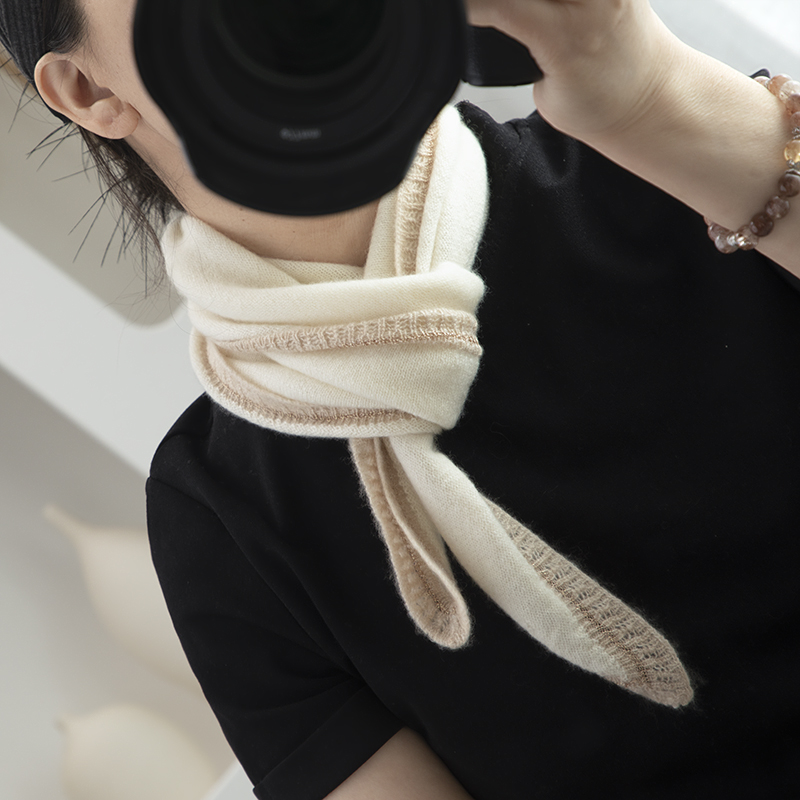 新款内蒙古100%山羊绒针织围脖女
