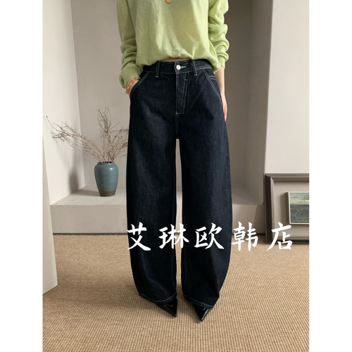 2971高腰显瘦明线弯刀牛仔裤