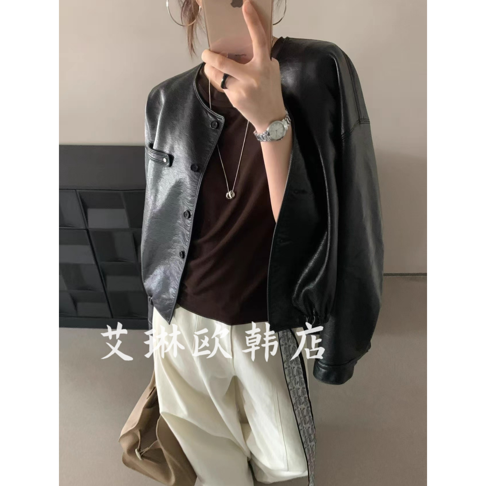 卡蔓诗30515-1秋皮衣机车服外套
