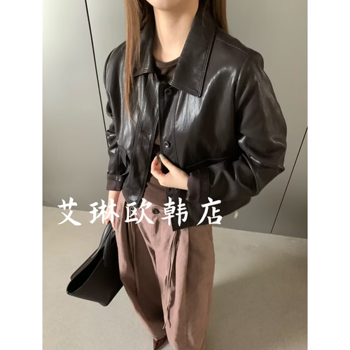 卡蔓诗32106秋款皮衣夹克外套女