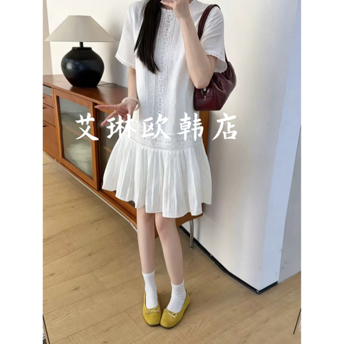 onetwo66376夏款短袖蕾丝连衣裙