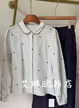 onetwo20041早秋条纹翻领衬衫女
