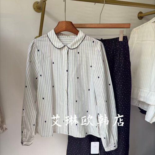 onetwo20041早秋条纹翻领衬衫女