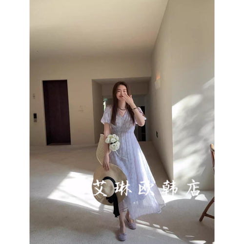 2157法式打揽碎花莱赛尔连衣裙
