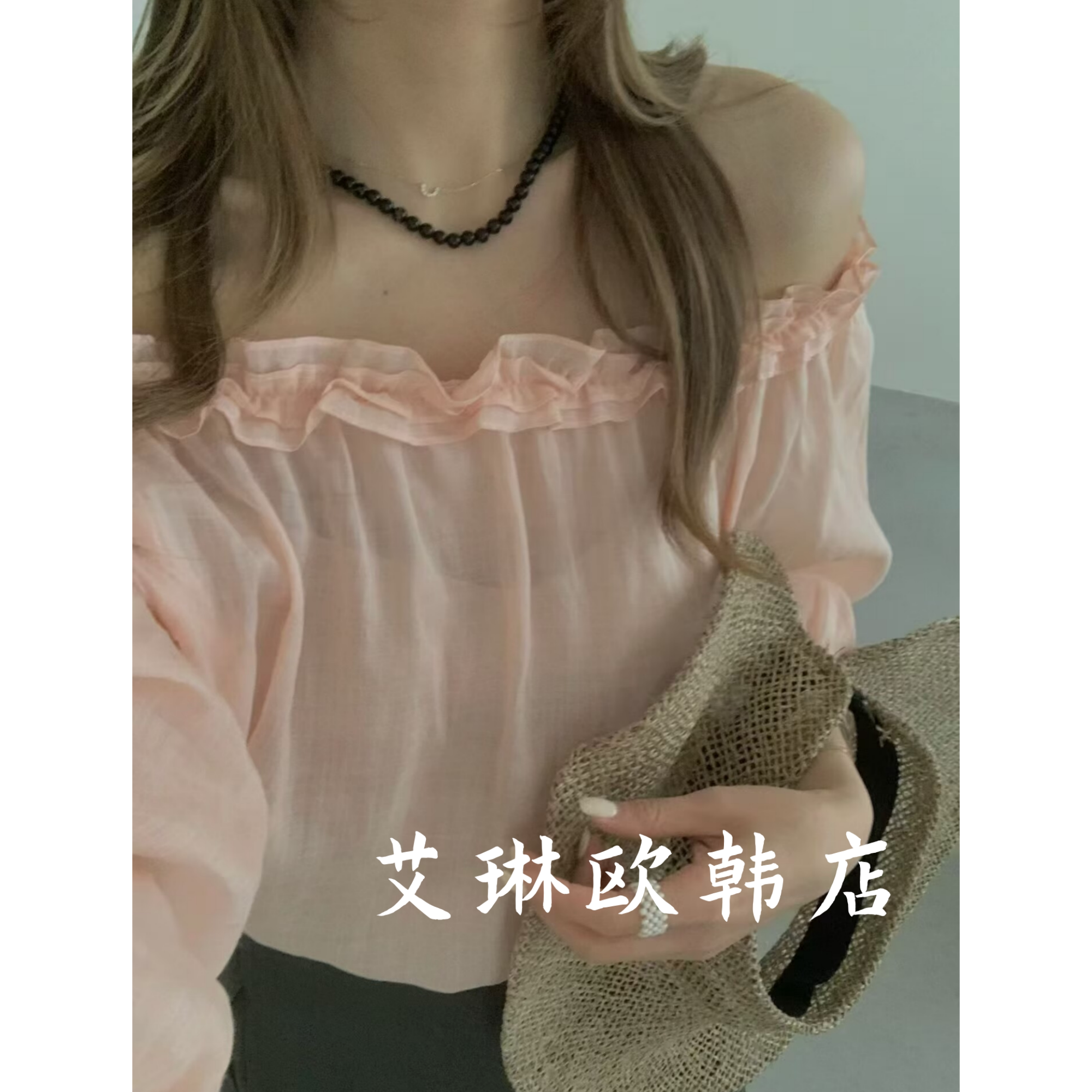 4.9~土布鱼7850夏装新款韩系木耳边一字领宽松显瘦苎麻防晒衬衫女