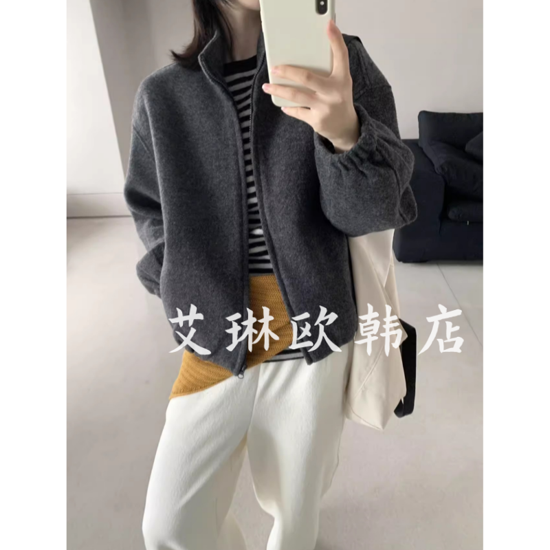 MM265立领拉链简约羊毛短外套