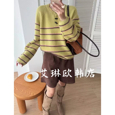 10101欧货牛角扣100羊毛针织衫