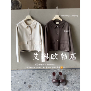 2.27 韩系休闲翻领莱赛尔亚麻棉短外套女 卡蔓诗kamanshi30817春款