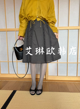 2.28~卡蔓OQQO MM517春装新款松紧腰设计感荷叶边A字半身裙女