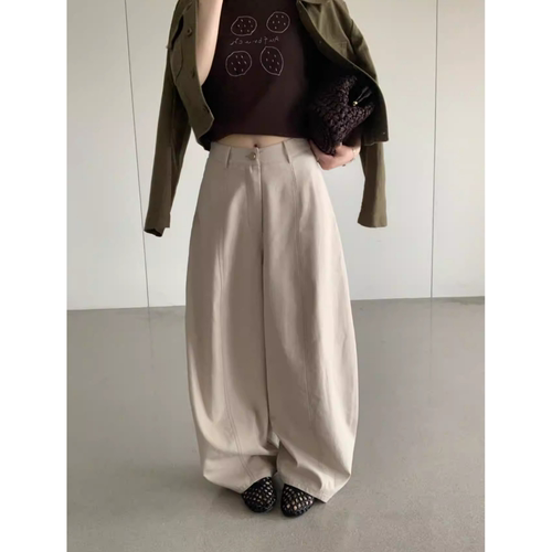 特价卡蔓OQQO MM563夏款后松紧腰百搭莱赛尔阔腿休闲裤气球裤女