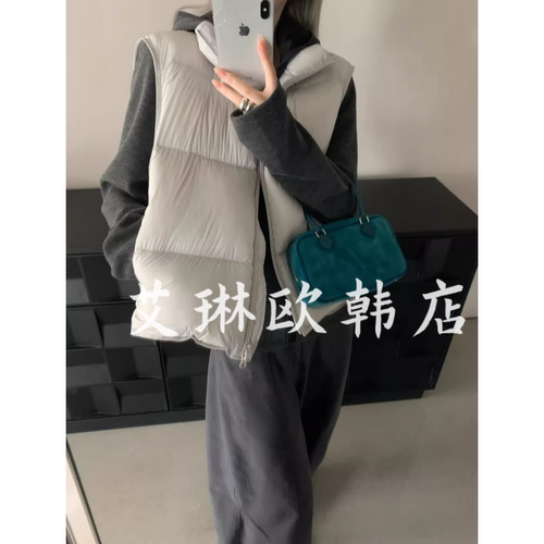 8002立领90鸭绒羽绒服马甲外套女