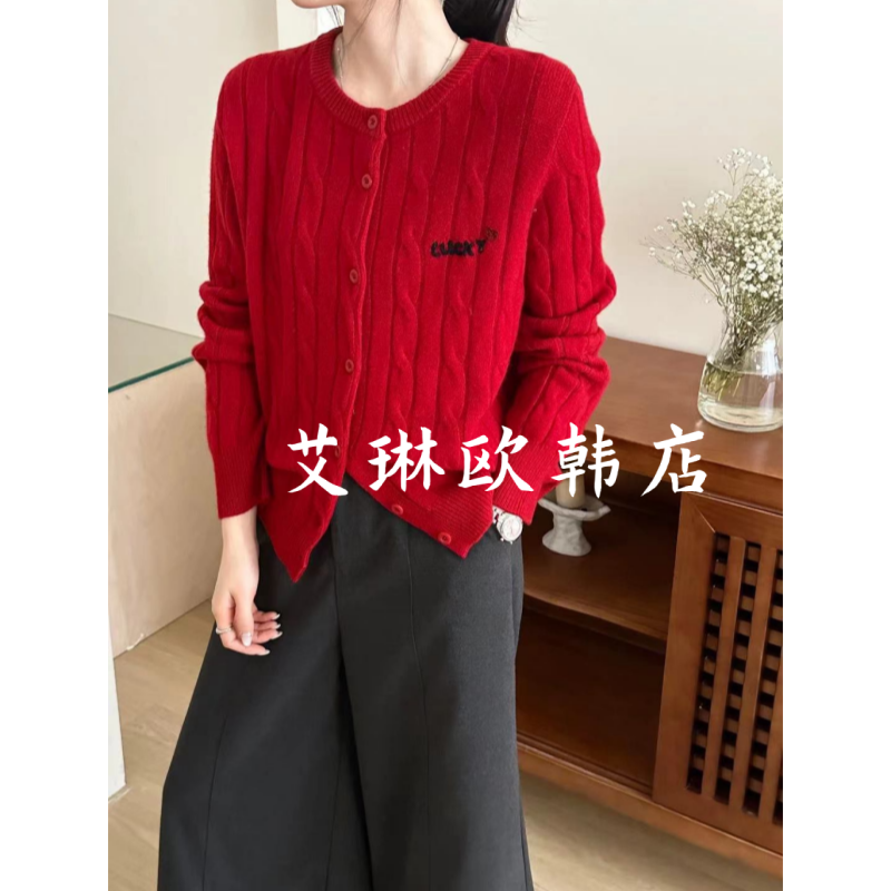 禁止机洗~7119早春款欧货圆领字母刺绣麻花全羊毛针织开衫毛衣女,女装/女士精品,毛针织衫,淘宝优惠券,粉丝福利购,淘宝优惠卷