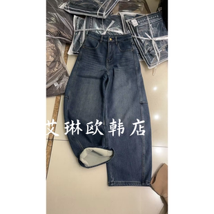 牛仔裤 12.14 南油欧货高腰显瘦百搭加绒加厚弯刀裤 3冬装 女 7975