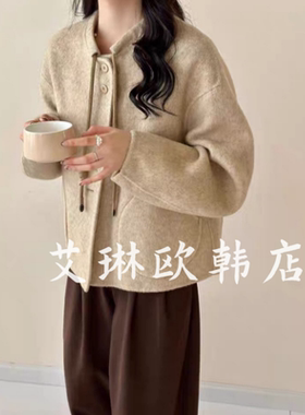 福利不退1260秋冬新款气质抽绳100澳洲超细羊毛双面羊绒大衣外套