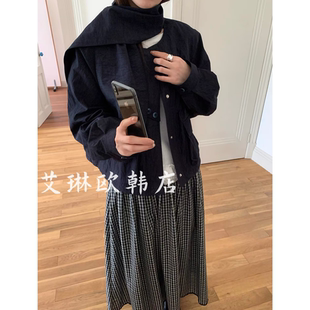 双节福利ouur&liberte米鹿591秋款 配飘带圆领宽松休闲百搭短外套