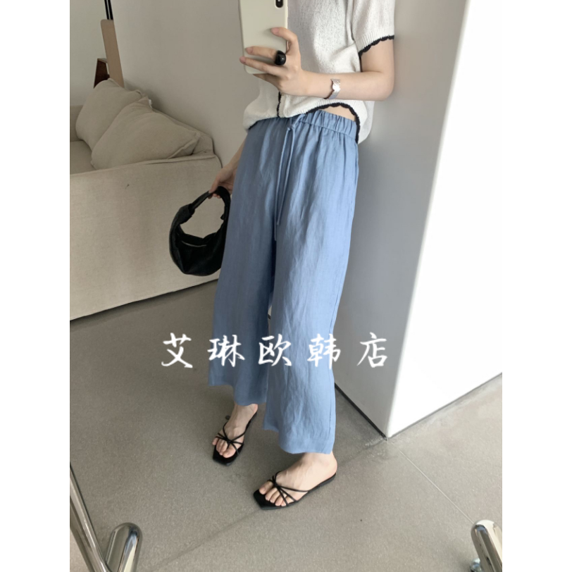 10198松紧腰抽绳阔腿裤甩甩裤女