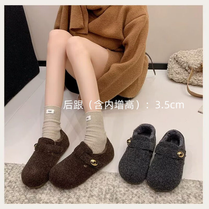 622内增高毛呢加绒勃肯鞋棉鞋女