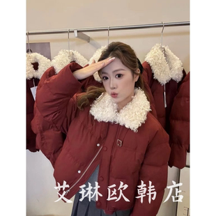 宽松休闲卷毛领90白鸭绒短款 韩版 羽绒服外套女 K61753冬款 12.4