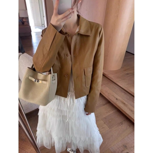 韩版 新款 休闲翻领夹克PU皮衣外套女 卡蔓诗kamanshi30805春季 2.26