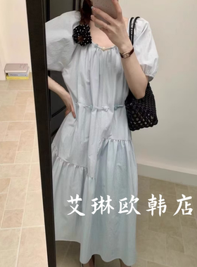 8261097夏款泡泡短袖连衣裙女
