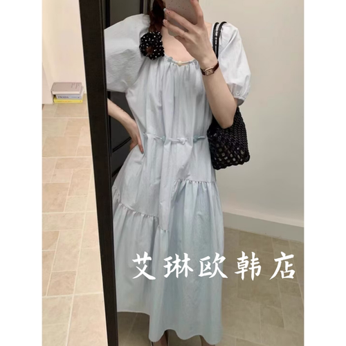 8261097夏款泡泡短袖连衣裙女