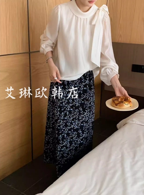 土布鱼6975/7168秋冬优雅气质衬衫肩膀蝴蝶结飘带小衫显瘦上衣女