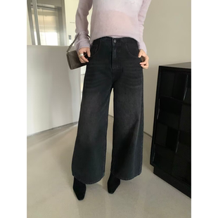 女 高腰显瘦休闲百搭毛边直筒阔腿牛仔裤 福利卡蔓韩标2918秋装 新款