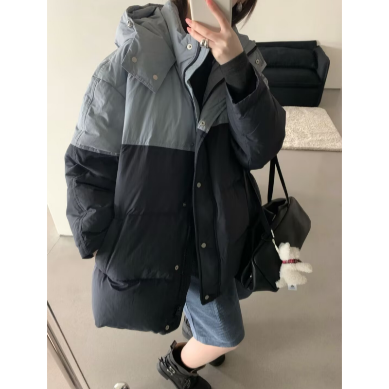 浅之夏福利不退QZXQ801冬韩系连帽抽绳中长款90白鸭绒拼色羽绒服,女装/女士精品,羽绒服,淘宝优惠券,粉丝福利购,淘宝优惠卷