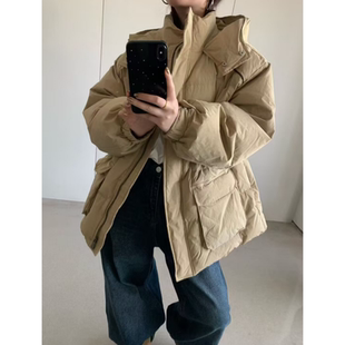 福利~卡蔓诗kamanshi6853冬连帽收腰90白鸭绒羽绒服女中长款外套