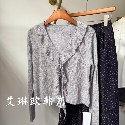 QS20039荷叶边幼驼绒针织衫