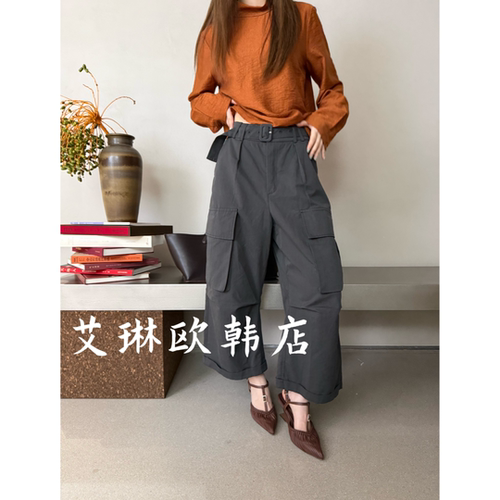 卡蔓enxi22108秋款腰带工装裤女
