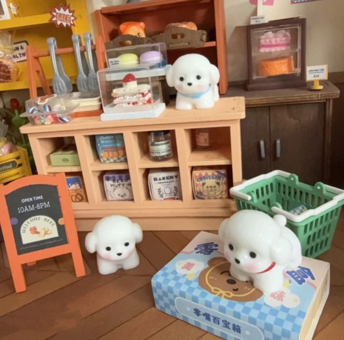 DIY高定仿真微缩立体食玩蝴蝶结小狗娃屋道具摆台挂件冰箱贴车饰