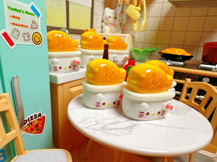 DIY高定仿真微缩食玩KT猫鲷鱼烧树脂配件娃屋道具摆件冰箱贴车饰