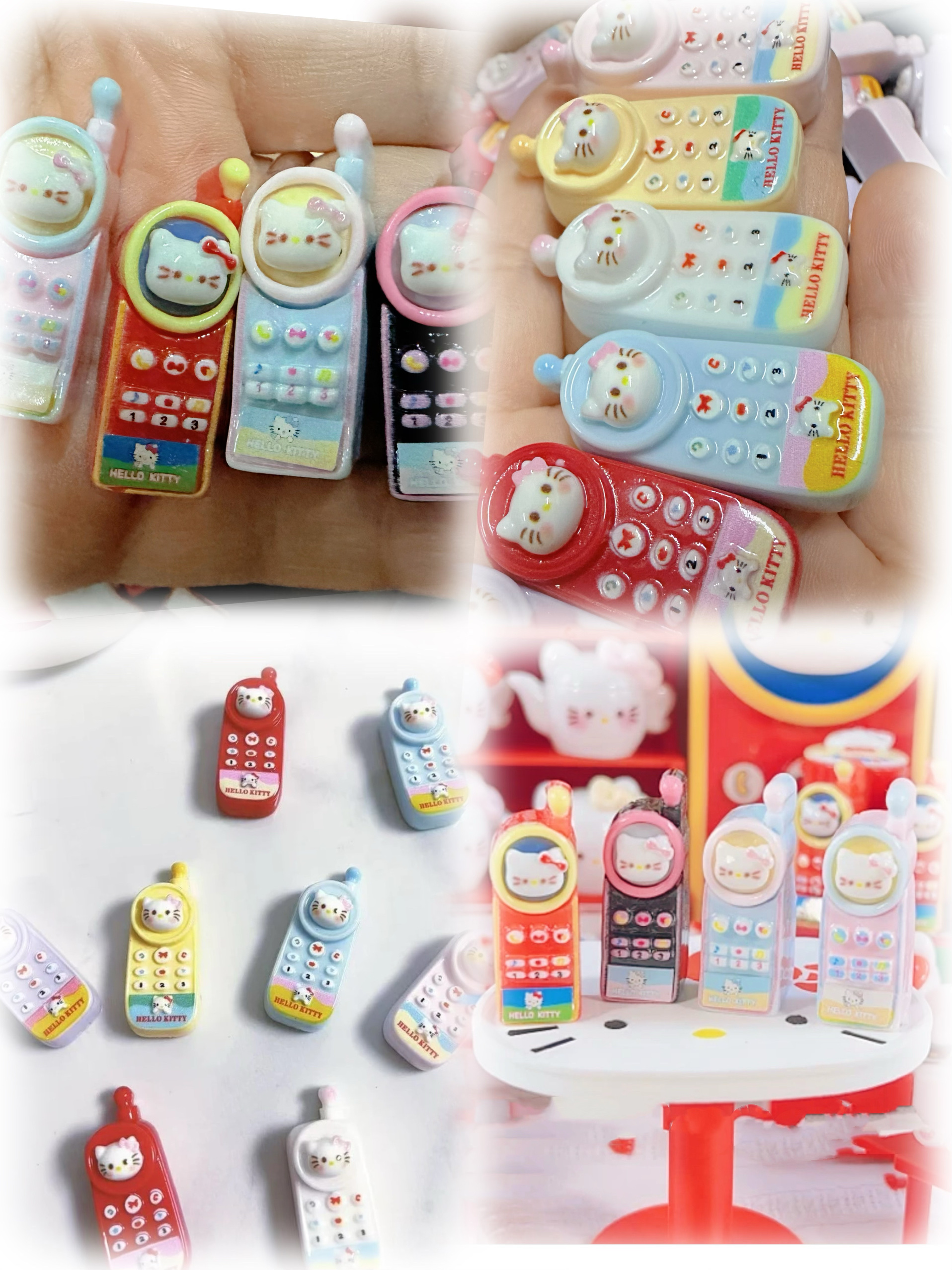 DIY高定仿真微缩立体食玩KT大哥大两款娃屋拍摄道具摆挂件冰箱贴