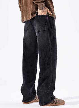 August牛仔裤2025新款男春秋美式宽松阔腿裤子潮牌痞帅炸街长裤男