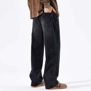 子潮牌痞帅炸街长裤 August牛仔裤 宽松阔腿裤 男春秋美式 男 2026新款