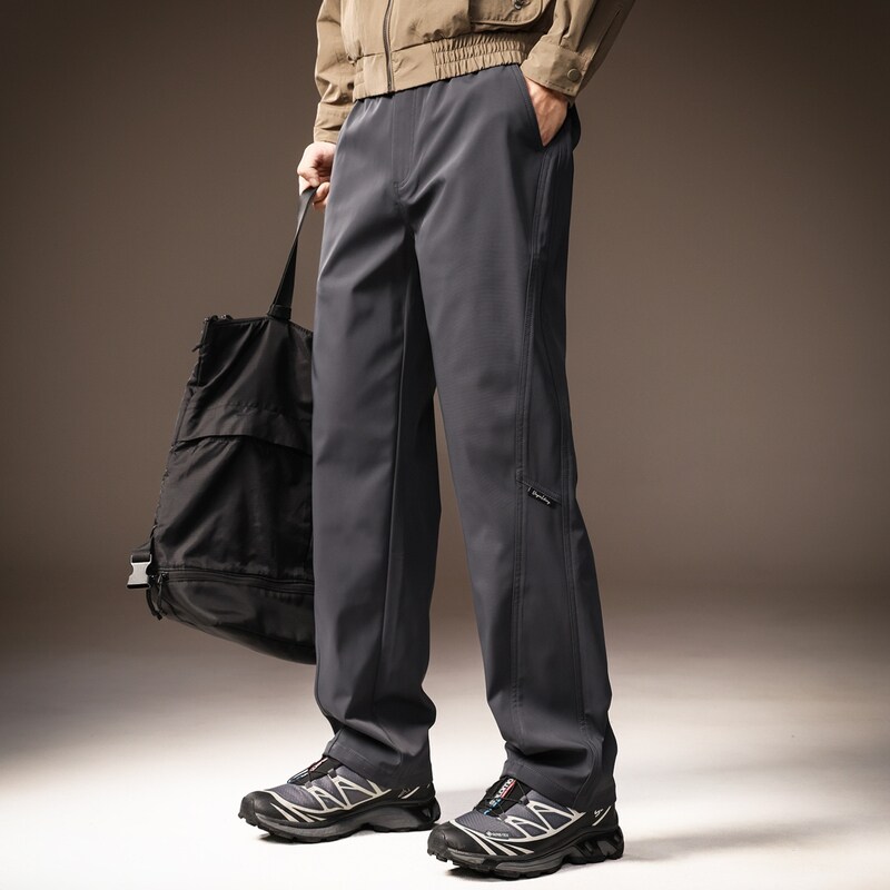 高端美式登山冲锋直筒户外休闲裤男士秋冬加绒宽松阔腿运动裤子男