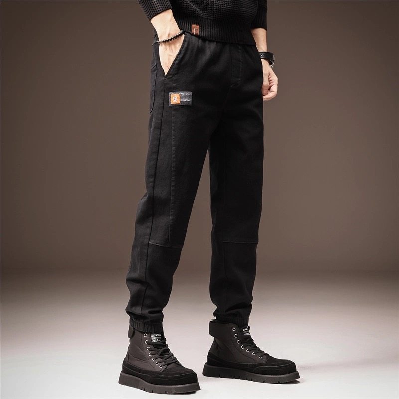 高端日系工装牛仔裤子男韩版潮流2025秋季新款宽松束脚哈伦休闲裤