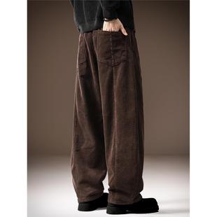 潮牌复古宽松直筒老爹裤 高端美式 厚款 男冬季 重磅灯芯绒阔腿休闲裤
