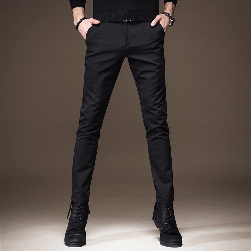 高端商务男士休闲裤修身小脚秋季新款黑色西裤韩版青年弹力裤子男