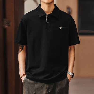 格蓝鹿高端美式重磅老钱风短袖Polo衫男夏季潮牌休闲宽松短袖上衣