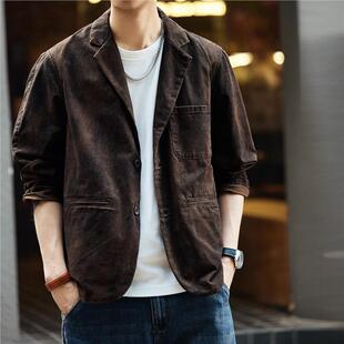 2026春秋宽松休闲水洗西服男 外套男款 格蓝鹿美式 复古斑驳做旧西装