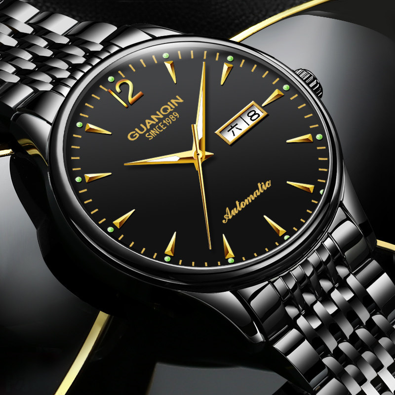 正品冠琴男士手表十大品牌全自动机械表镂空潮流双历防水夜光男表