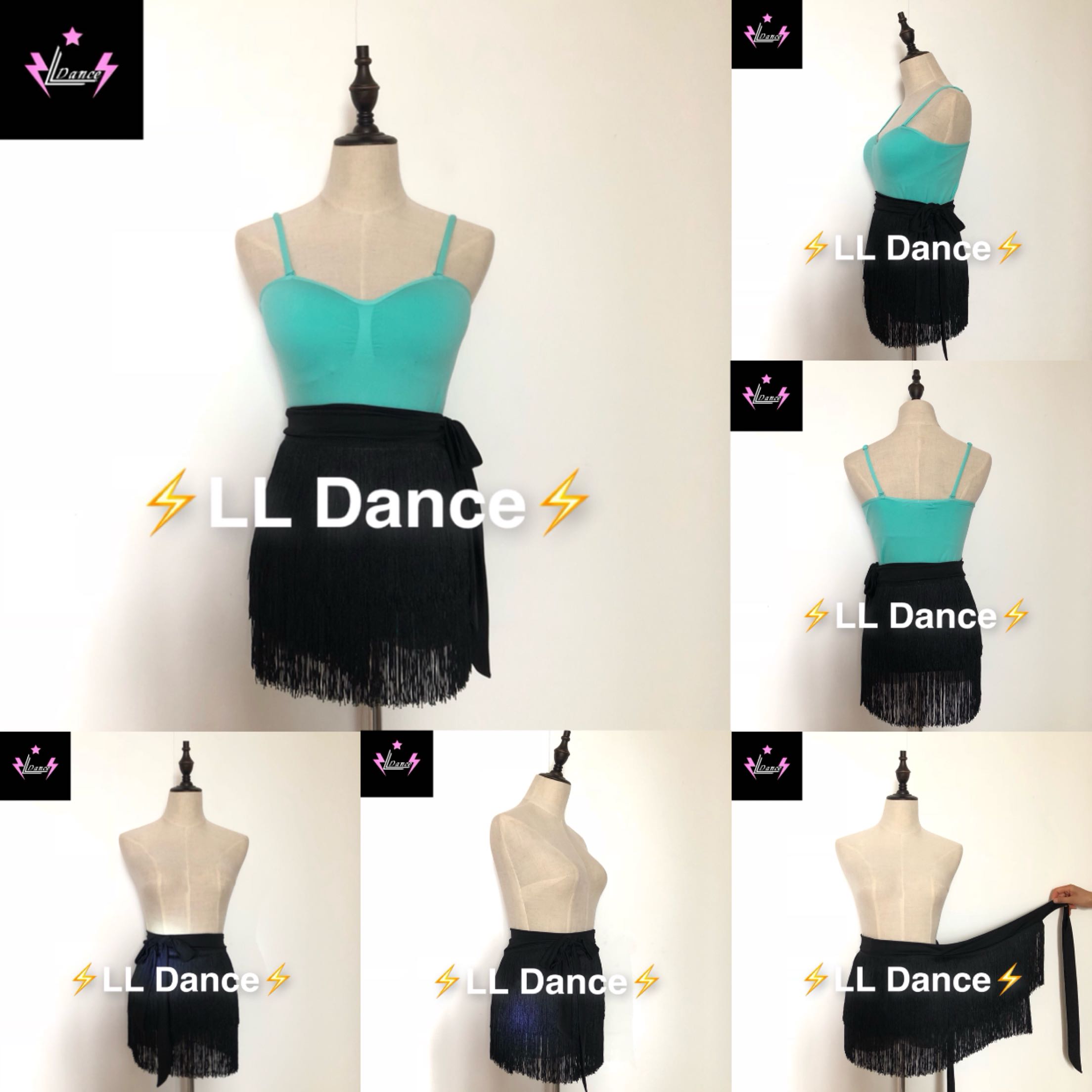LILI舞服女拉丁舞系带两层流苏超短裙夏季新款动感班服少儿童恰恰