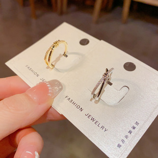 小众时尚 简约复古镶钻打结食指戒气质轻奢独特设计感百搭指环