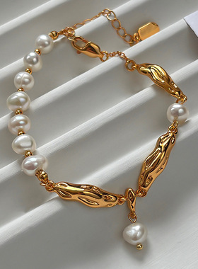 小众轻奢S家珍珠爱心叠戴手链