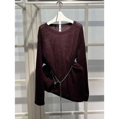 商场同款正品速发202冬季新品收腰系带配饰乌梅紫羊毛衫女2971Y