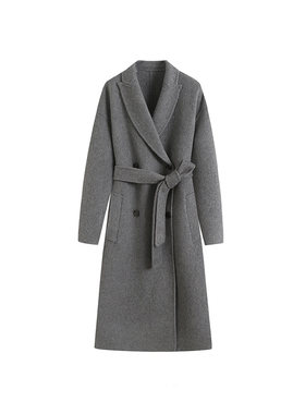 MM麦麦2025冬季新款高级灰色经典款大衣羊毛毛呢女外套5EA170601