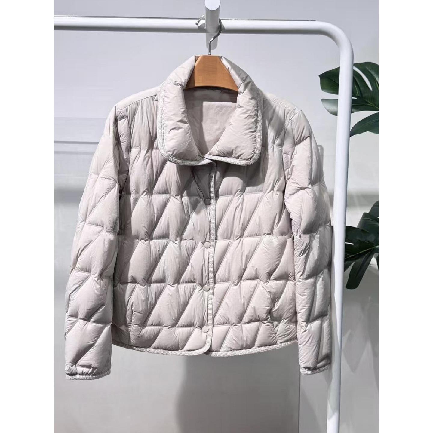 MM商场同款2025年秋冬新品时尚百搭浅米色羽绒服女外套5GA180821